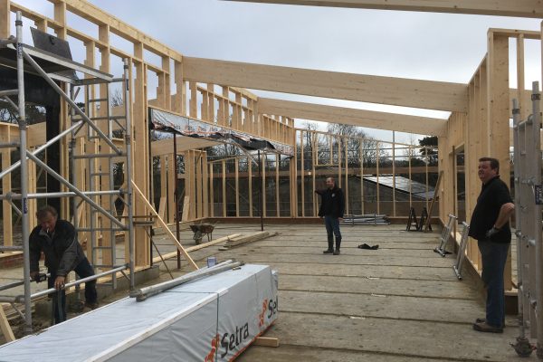 Progress of the building frame at Spithurst Hub