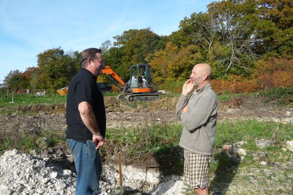 Shaun and Nigel breaking ground for the new Spithurst Hub building