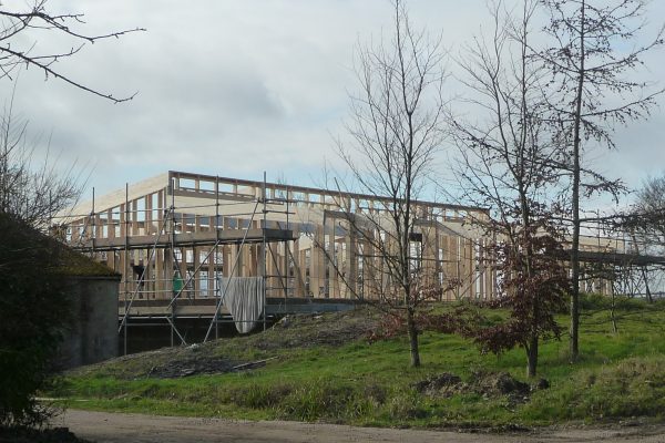 The completed building frame of Spithurst Hub
